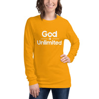 God Is Unlimited White Unisex Long Sleeve Tee