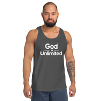 God is Unlimited White Unisex Tank Top