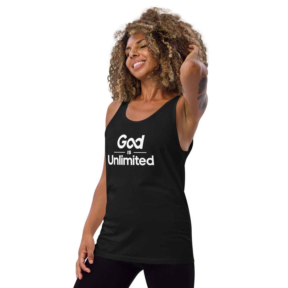 God is Unlimited White Unisex Tank Top