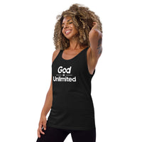 God is Unlimited White Unisex Tank Top