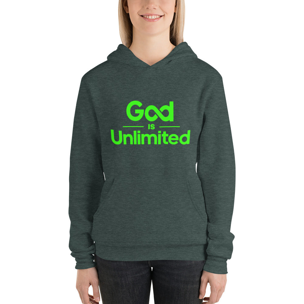 Lime Green God is Unlimited Unisex Hoodie